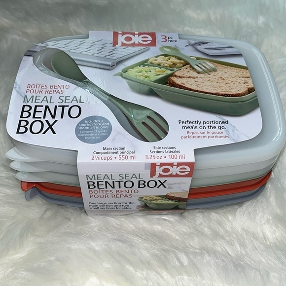 🆕 3 Meal Seal Bento Boxes with Lids and Sporks BPA Free - Picture 1 of 5